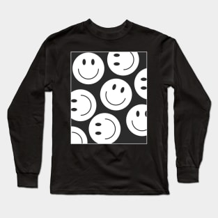 White and Black Smile Emojis Long Sleeve T-Shirt